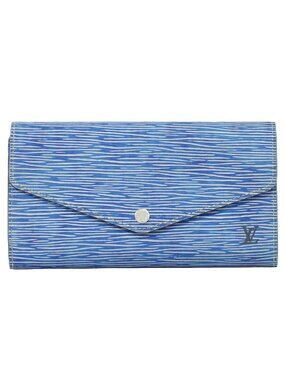 Louis Vuitton LV Portefeuille Sarah Epi Denim Leather Wallet Light Blue